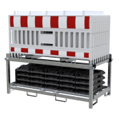 SET | with 20 panel fence | and 21 base plates | on storage and transport traverse | with lamp adapter | with red/white foil, type RA1/A | type of barrier ULTRA white